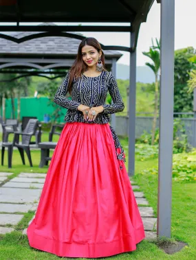Pink Color Pure Cotton Co-ord Set Lehenga Choli