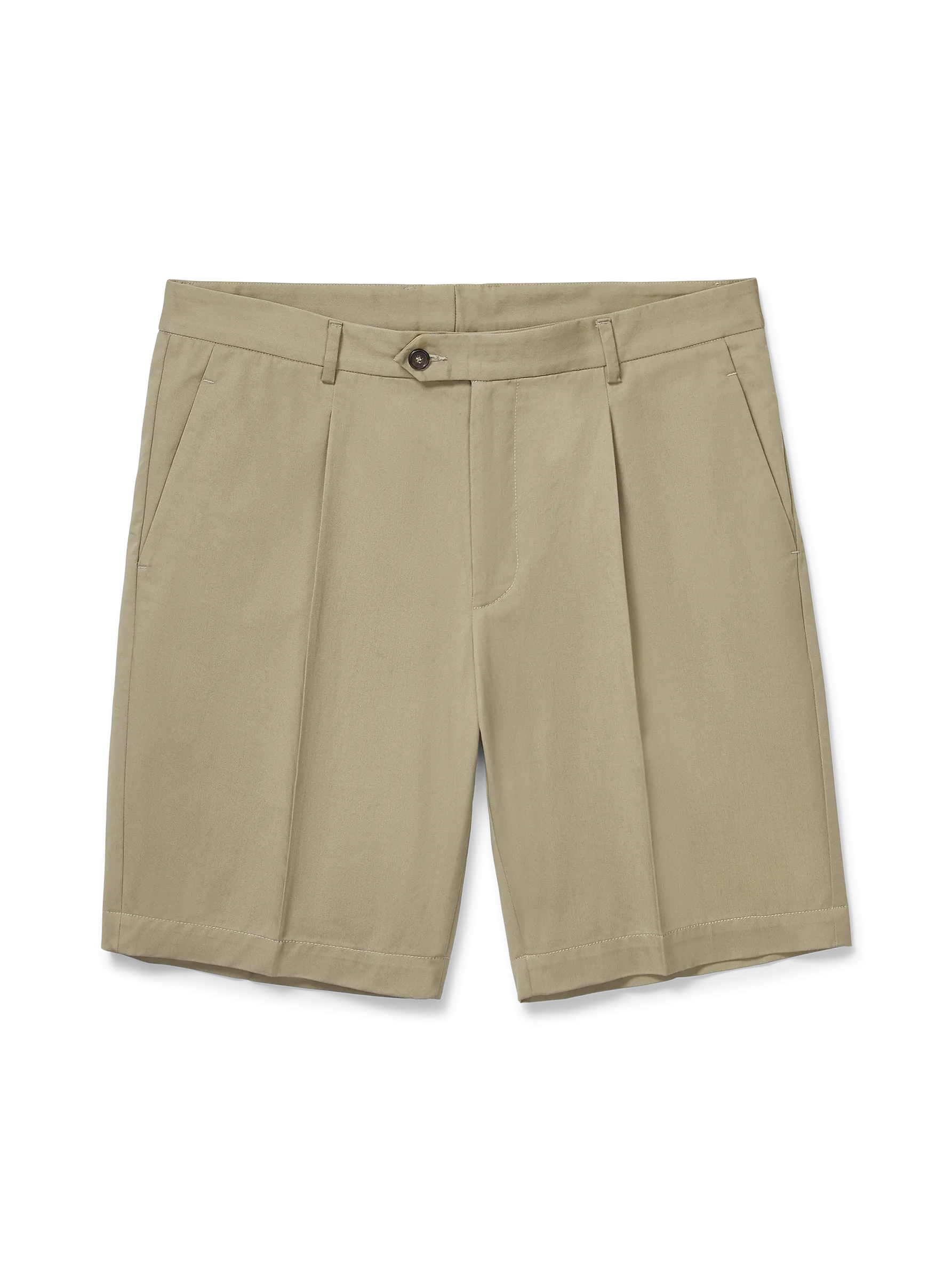 Pleated Short | 100% Cotton Twill | Taupe