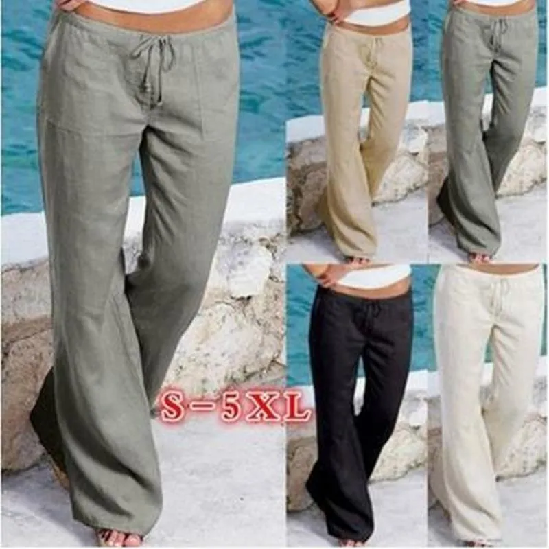 Plus Size - Wide Leg Line Pants Casual Loose Trousers Bottom (US 6-16 / S-5XL)