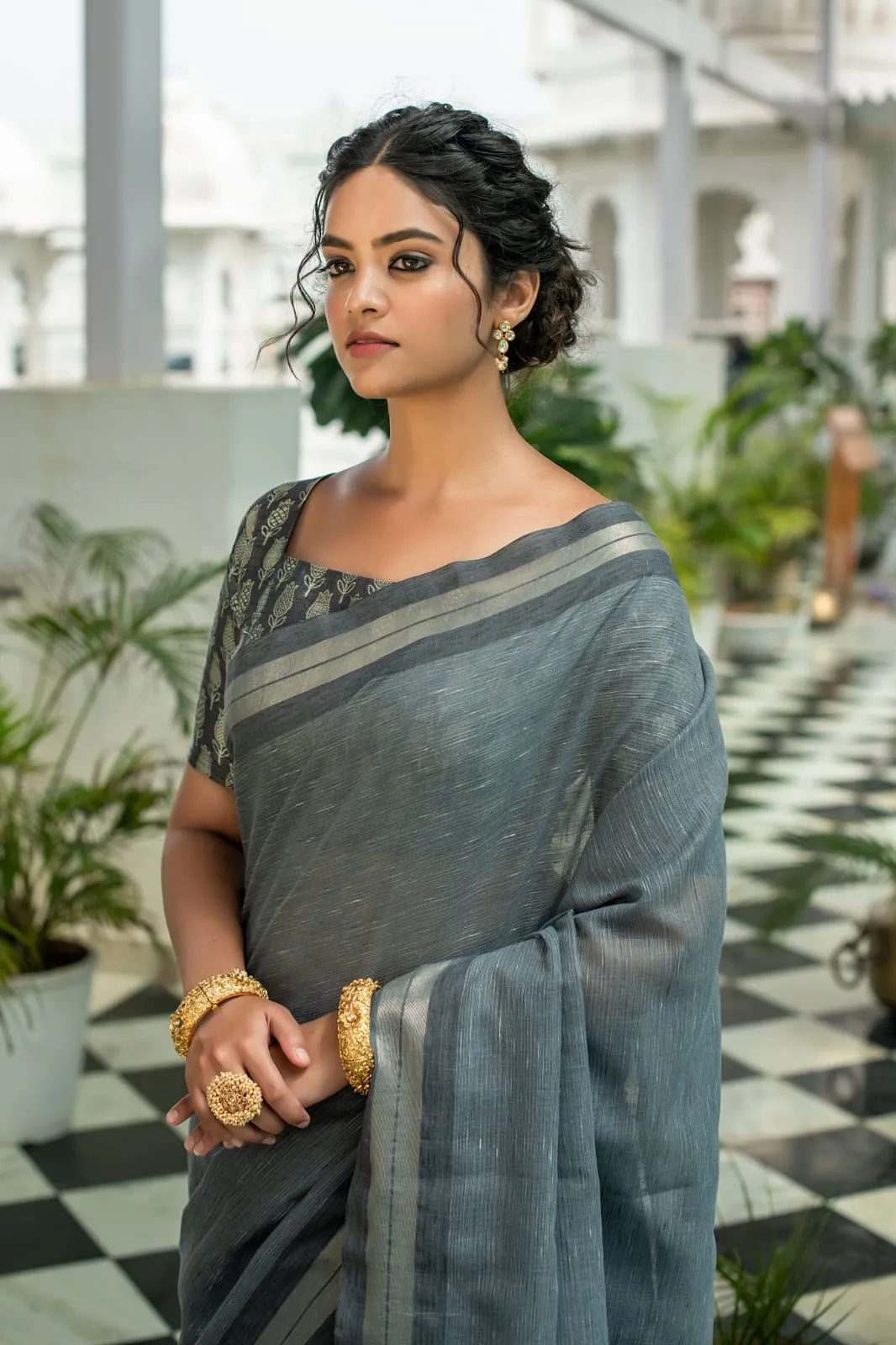 Pure Linen Saree