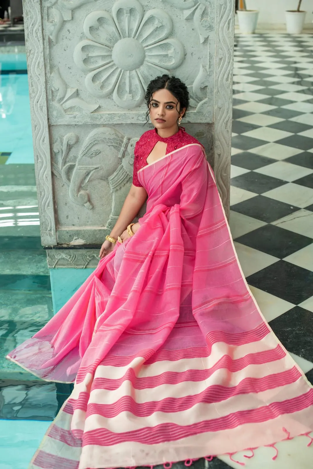 Pure Linen Saree