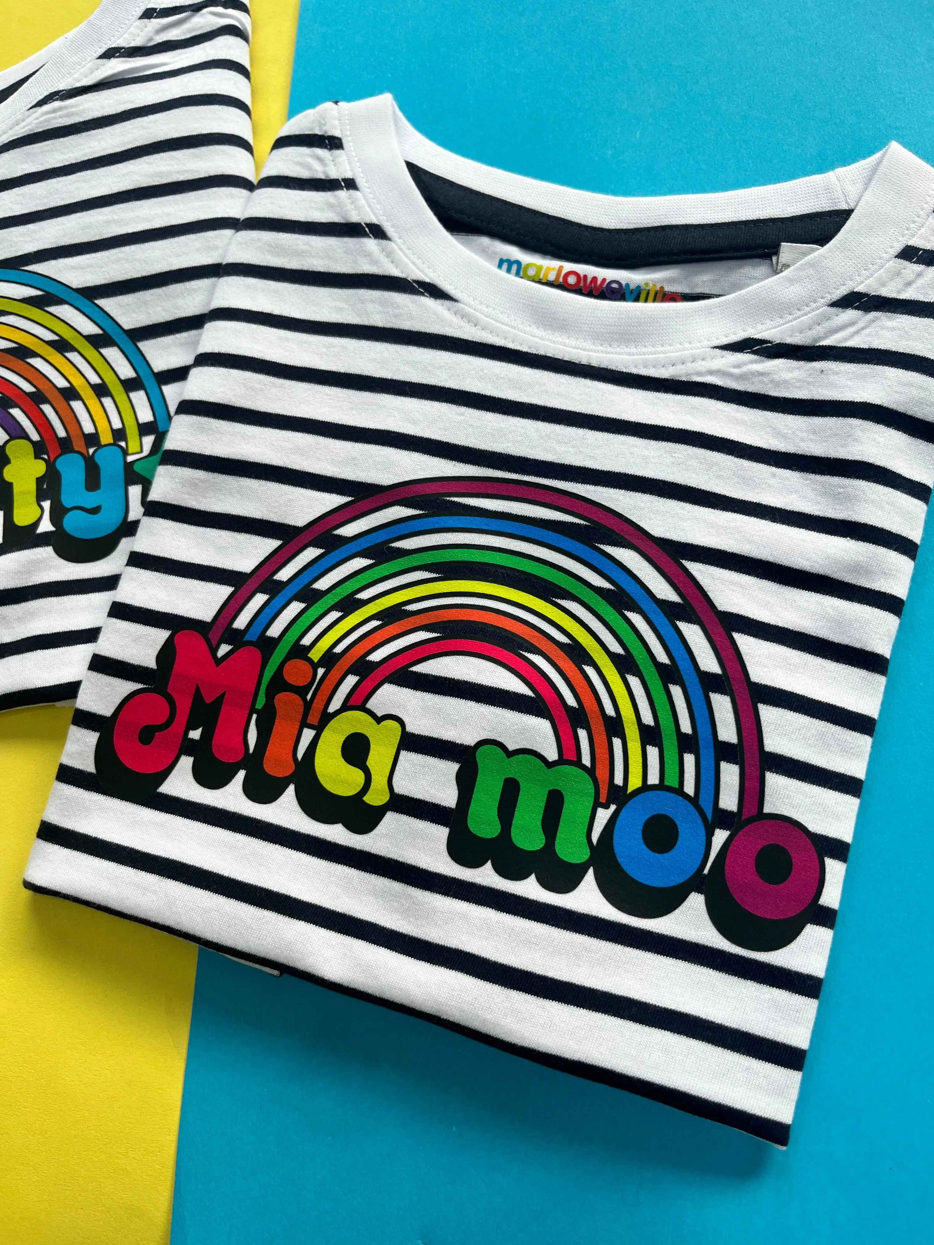 Retro rainbow name Kids Stripe T-Shirt
