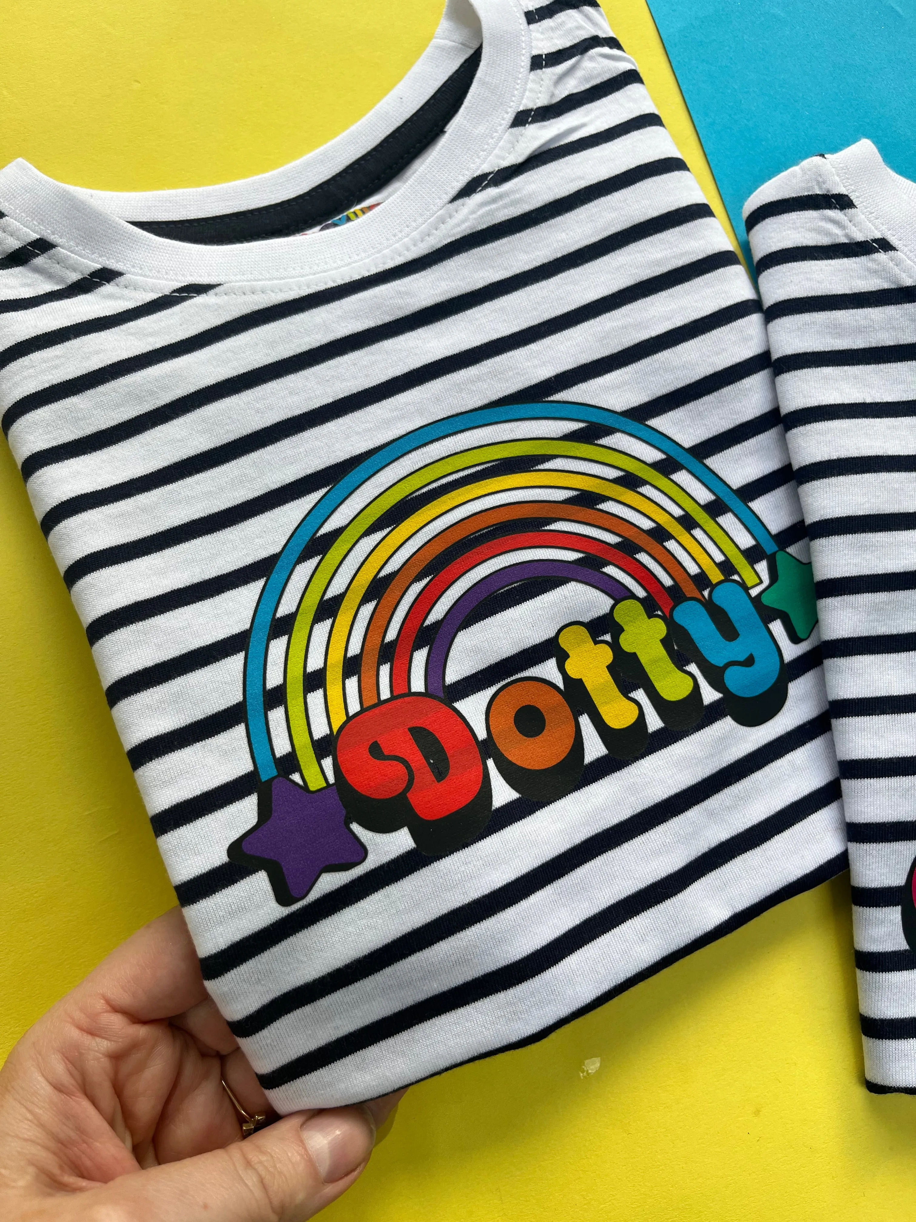 Retro rainbow name Kids Stripe T-Shirt