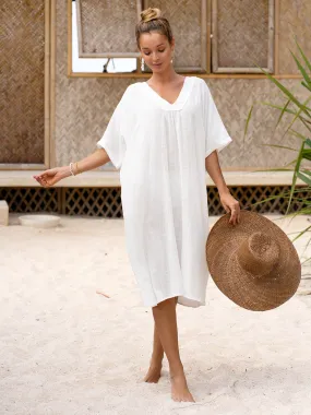 Pure cotton dress-style mid-length dress