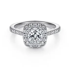 Simple Cushion Halo Diamond Engagement Ring Mounting