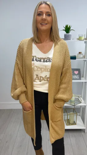 Suzie  - Camel Oversized Mid-Length Knit Cardi