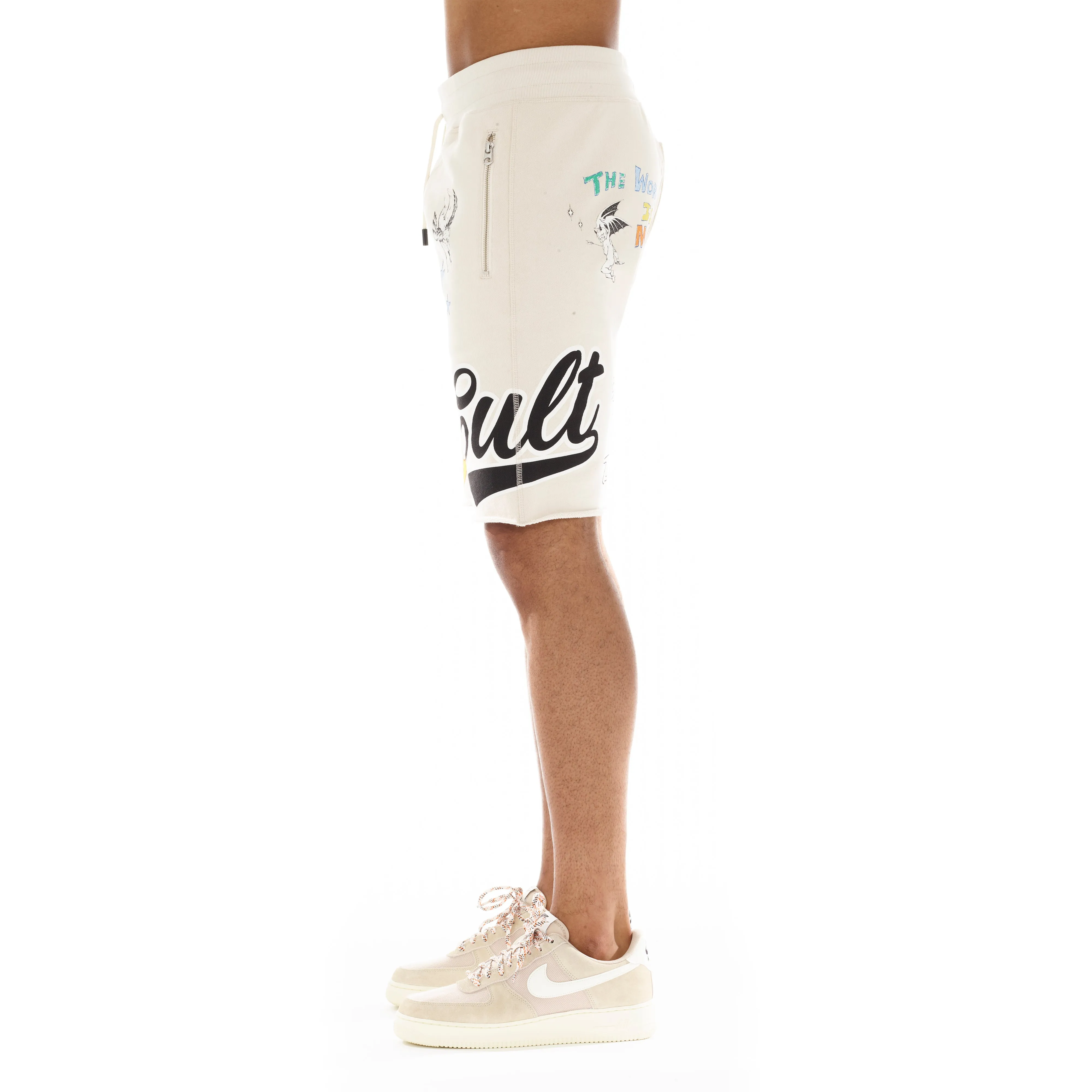 SWEATSHORTS IN WINTER WHITE GRAFFITI