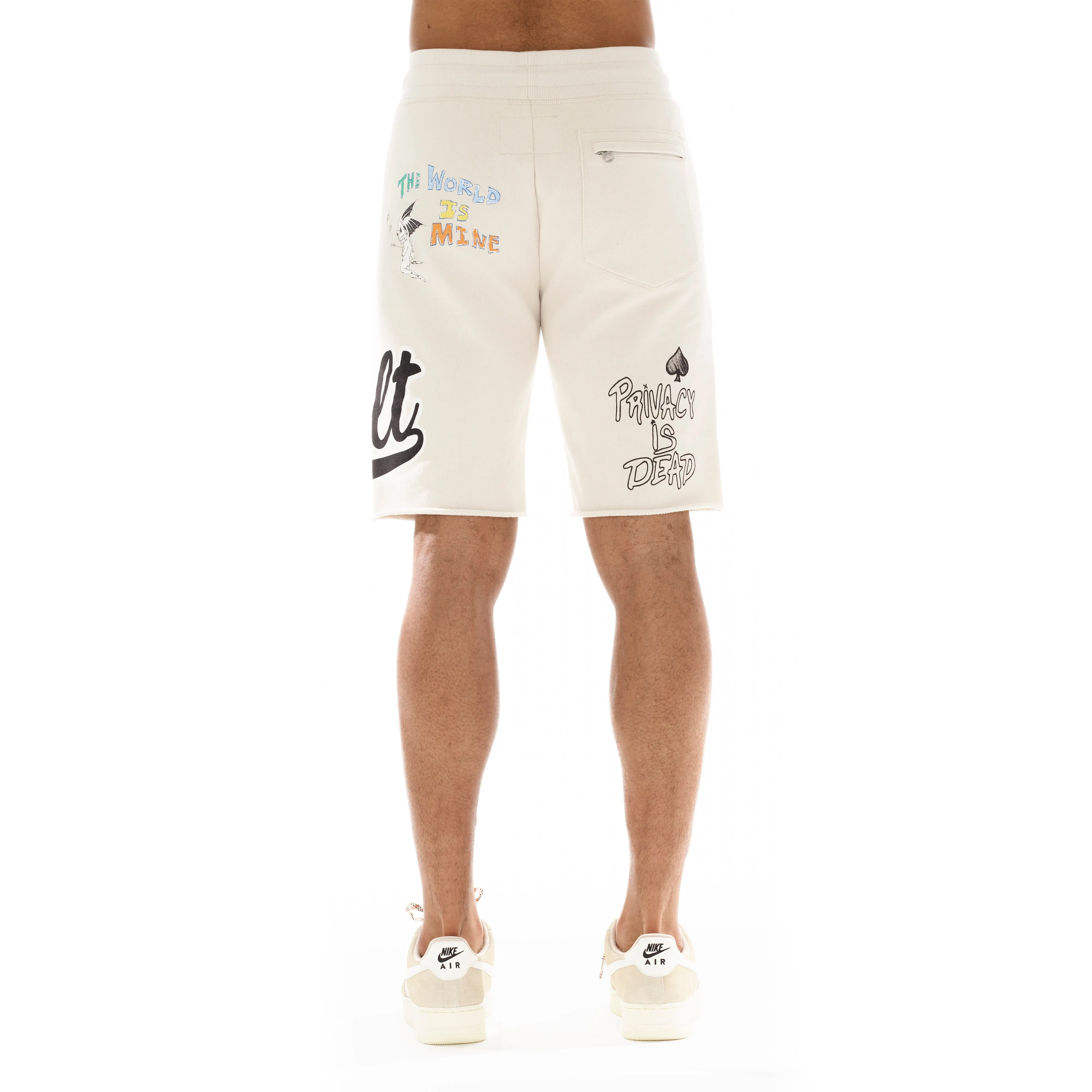 SWEATSHORTS IN WINTER WHITE GRAFFITI