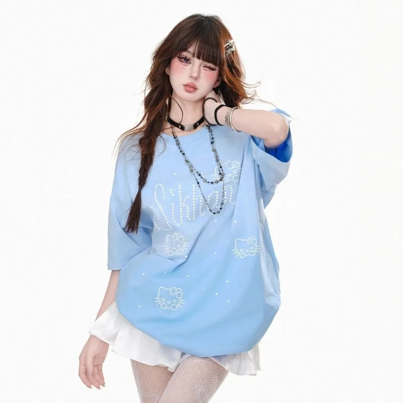 Sweet Girl Style Hello Kitty Printed Short-Sleeved T-shirt