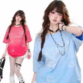 Sweet Girl Style Hello Kitty Printed Short-Sleeved T-shirt
