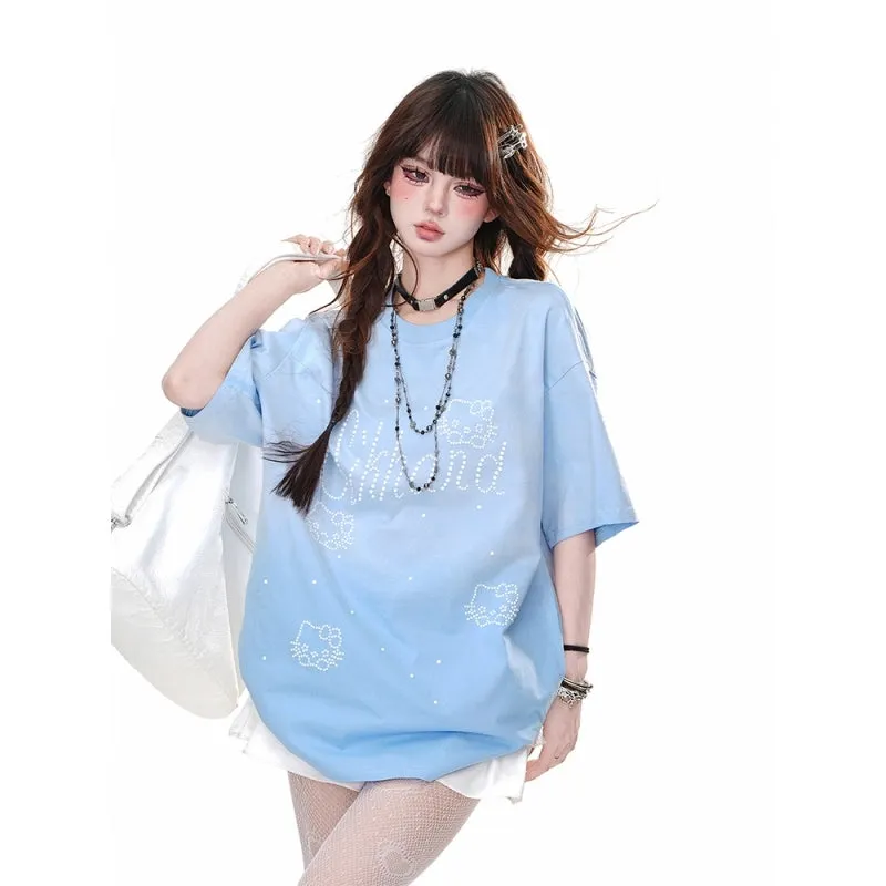 Sweet Girl Style Hello Kitty Printed Short-Sleeved T-shirt