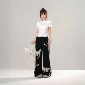 Sweet Girl Style Lace Embroidery T-shirt