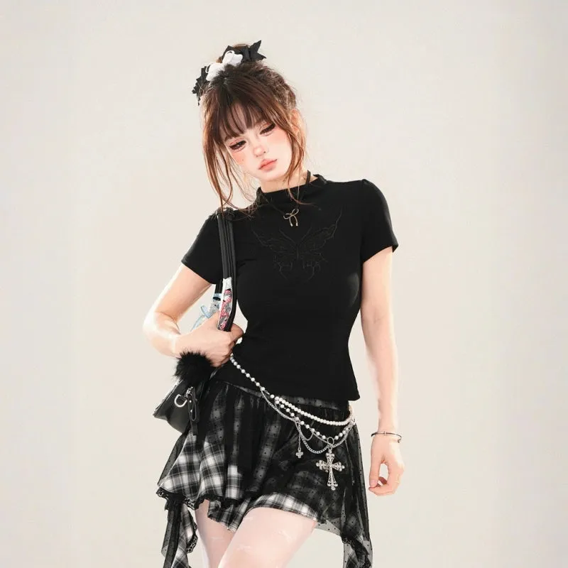 Sweet Girl Style Lace Embroidery T-shirt