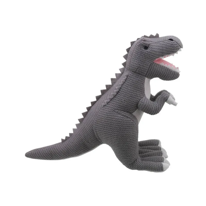 T-Rex Soft Toy (Medium Grey) -  Wilberry Knitted