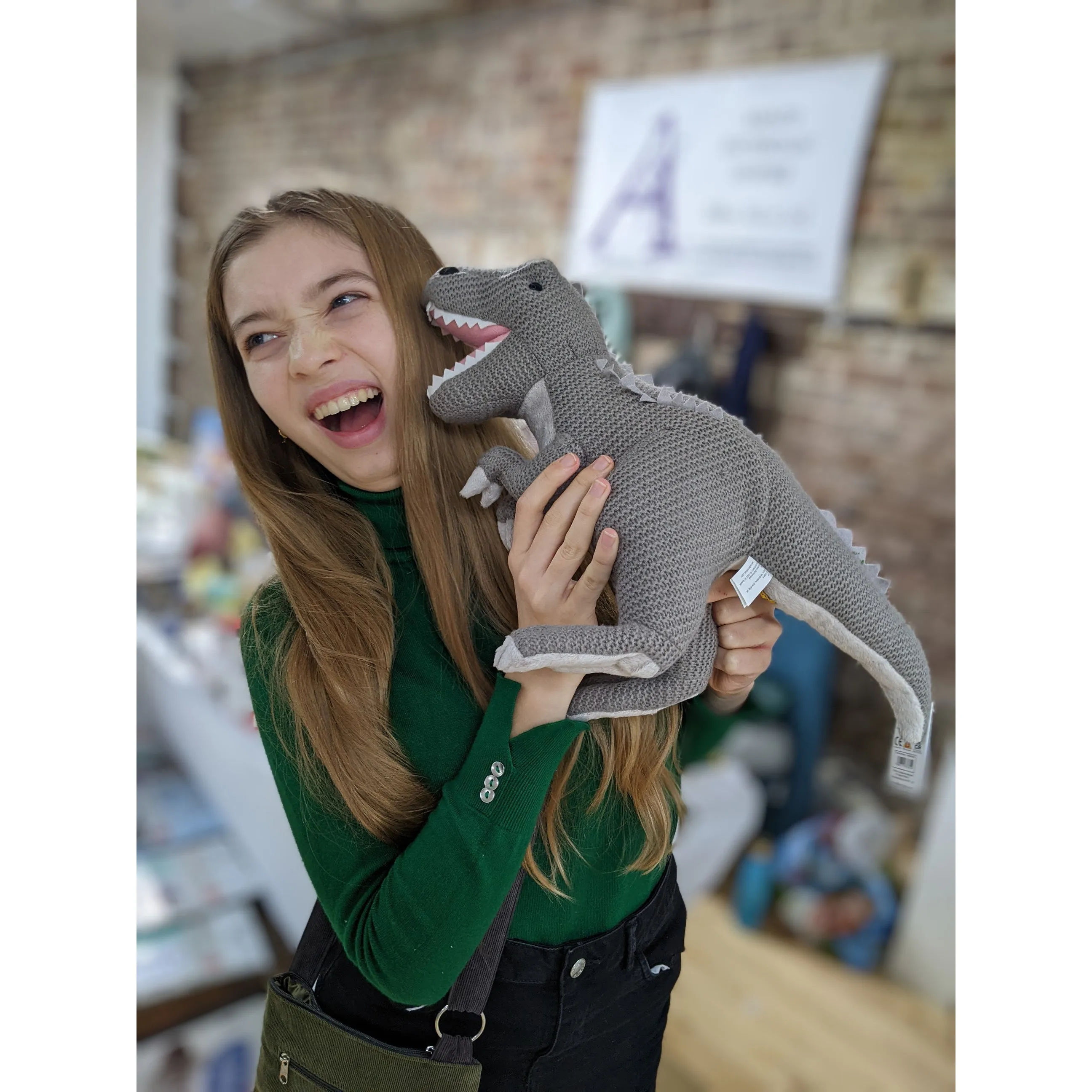 T-Rex Soft Toy (Medium Grey) -  Wilberry Knitted