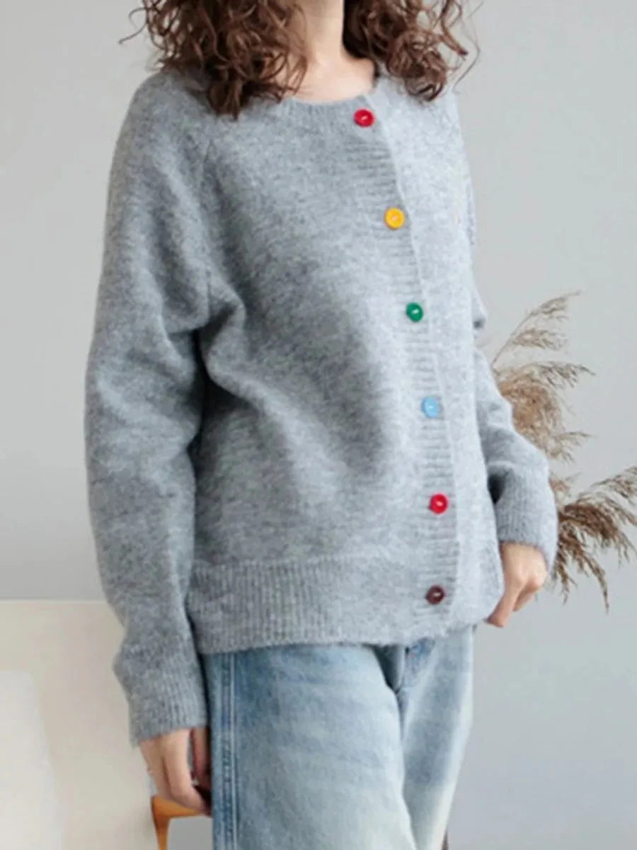TAVIMART  -  Little Dog Embroidery Cardigan Autumn O Neck Single Breasted Knitted Outerwear Women Simple Fashion Casual Long Sleeve Jumper