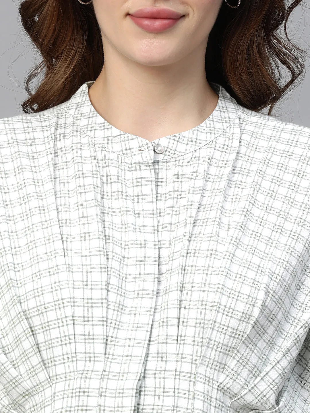 Women's White Cotton Linen Regular Fit Dress